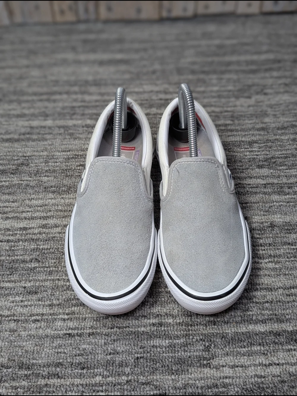 Vans Slip-Ons - Gray Suede & Ivory Canvas - Size 5.5Men/Youth/7 Women